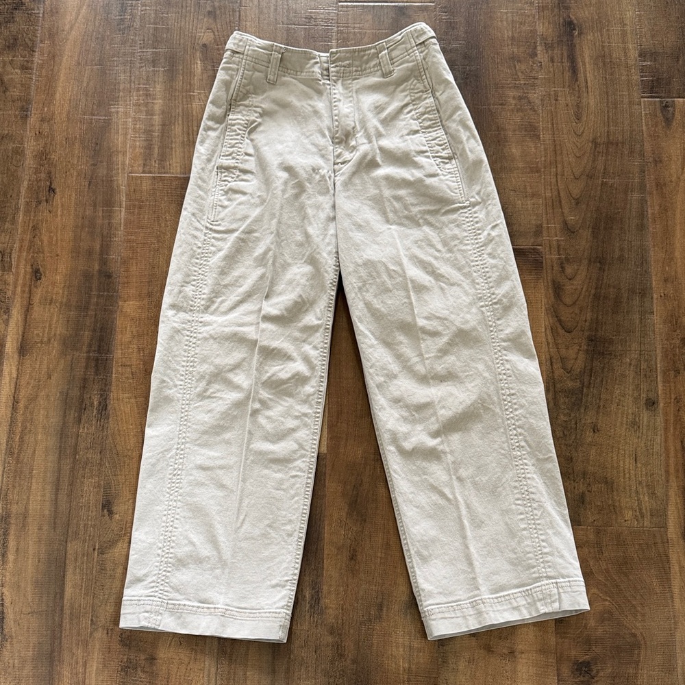 Old Navy Khaki Cropped Wide-Leg Chinos